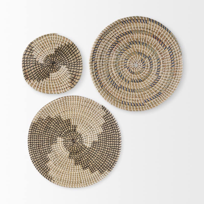Luna Light Brown Seagrass Round Wall Hanging Plate (Large)