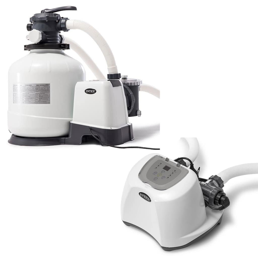 Intex 3000 GPH Sand Filter Pump and Saltwater System for Above Ground Pools - 22.25 x 27.125 x 19.625 inches