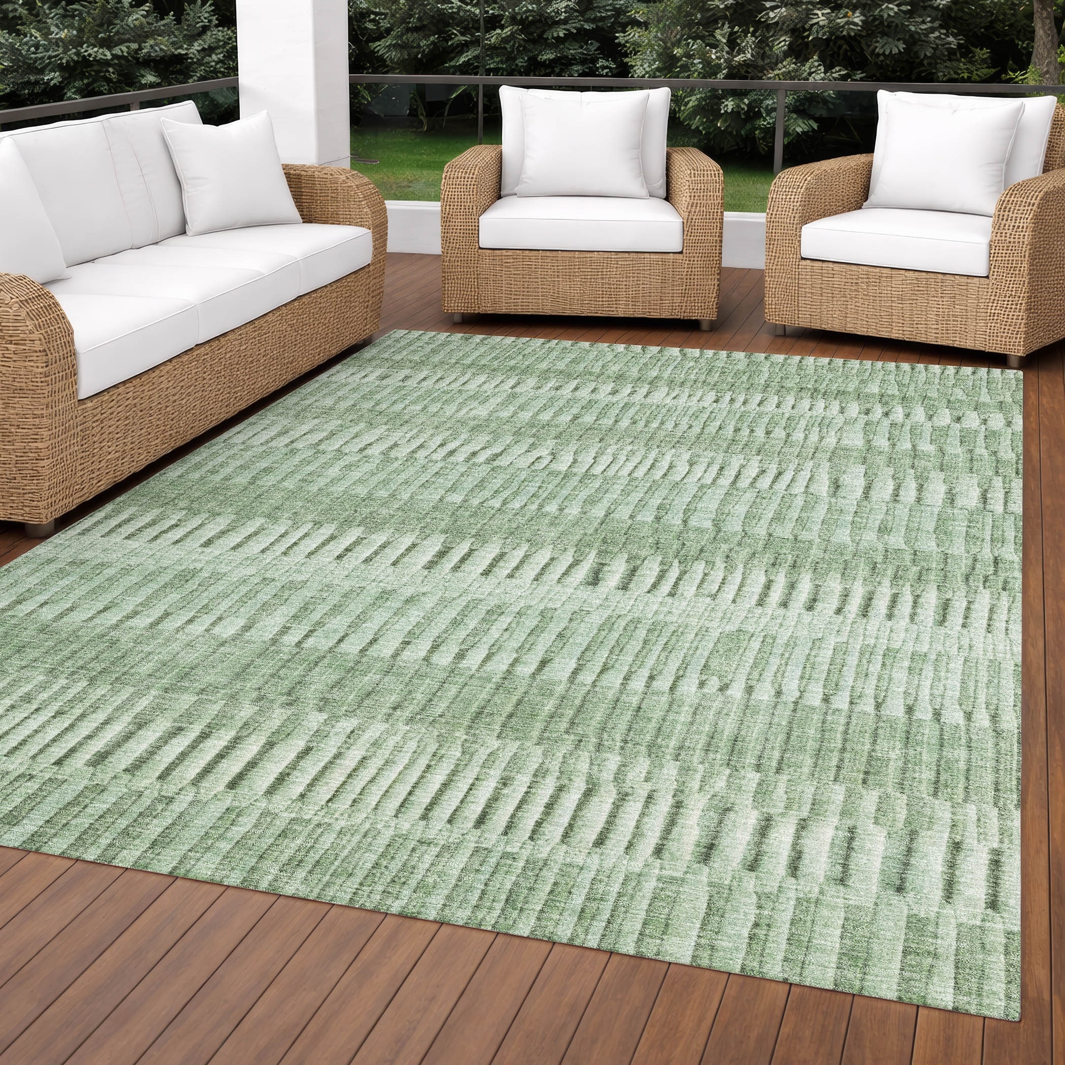Machine Washable Indoor/ Outdoor Modern Shakopee Chantille Rug
