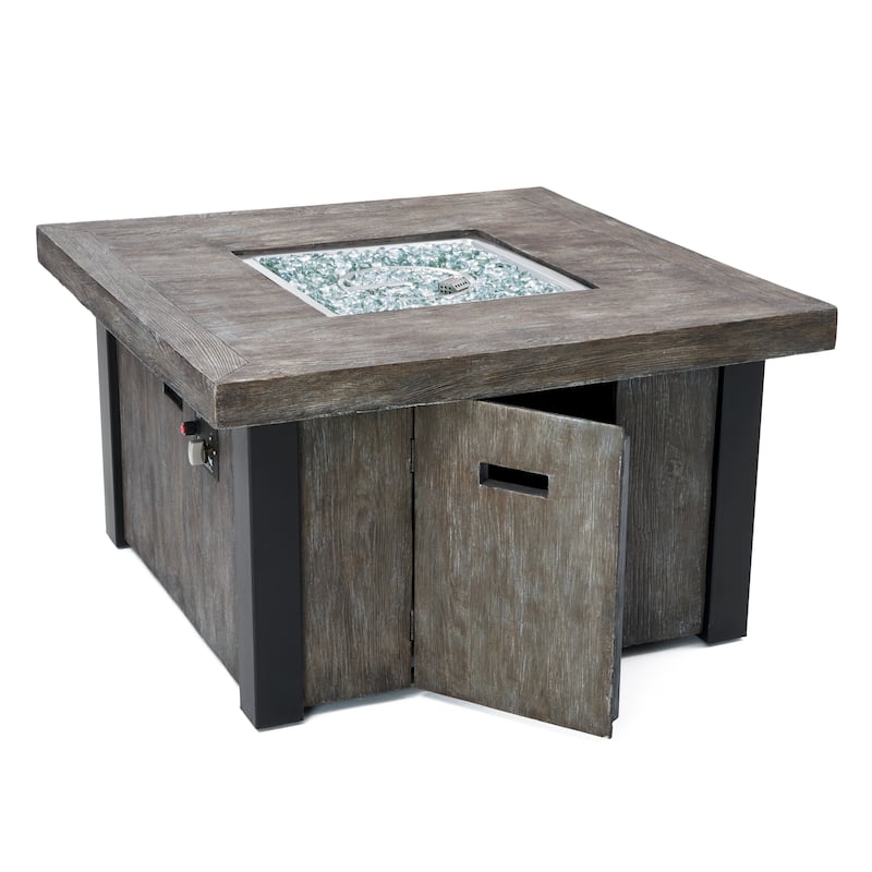 Taos Magnesia Outdoor Patio 42in Square Fire Table Kit - Brown