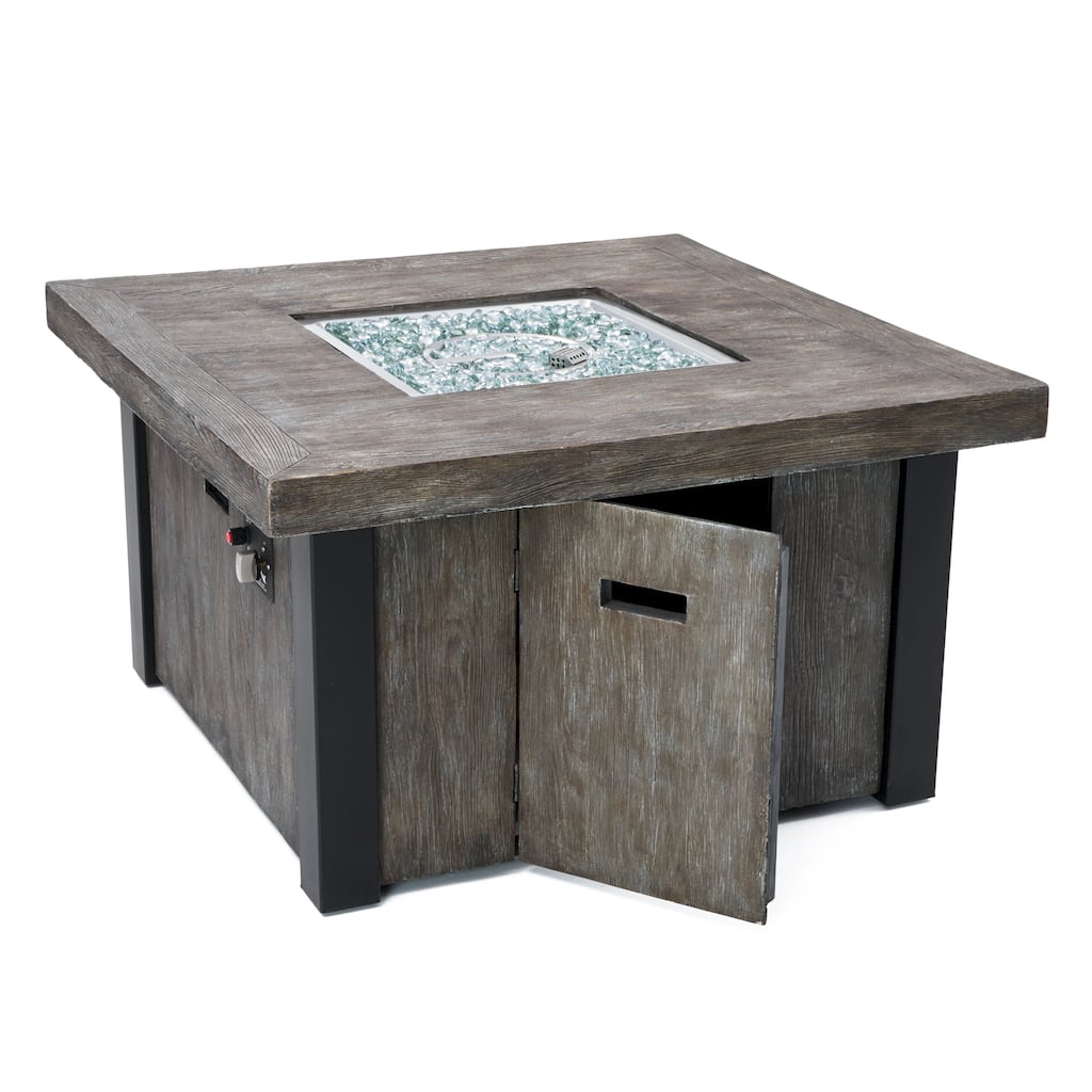 Taos Magnesia Outdoor Patio 42in Square Fire Table Kit - Brown
