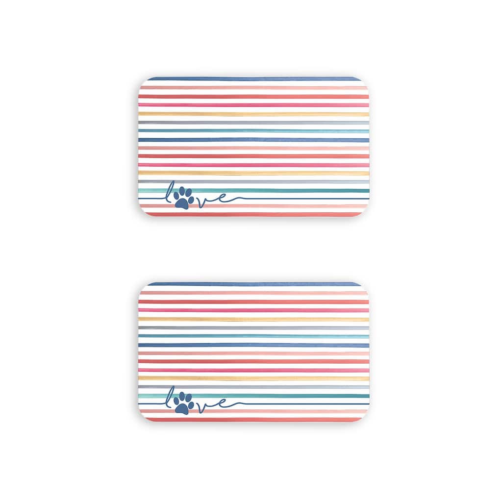 Abode Homewares Love Stripes Melamine Pet Feeding Placemat - 19" x 11.5" - Multicolor - Set of 2