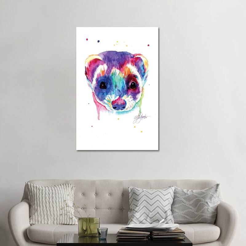 iCanvas "Colorful Ferret" by Yubis Guzman Canvas Print - 48x32x1.5