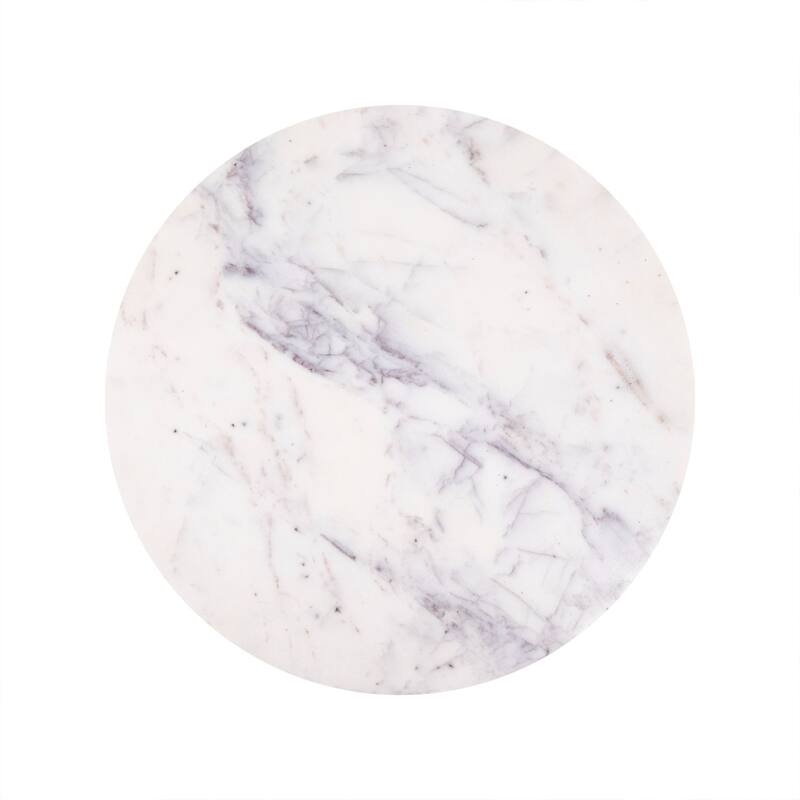 Wooden Side Table with Round Top - 17" - Brown and White