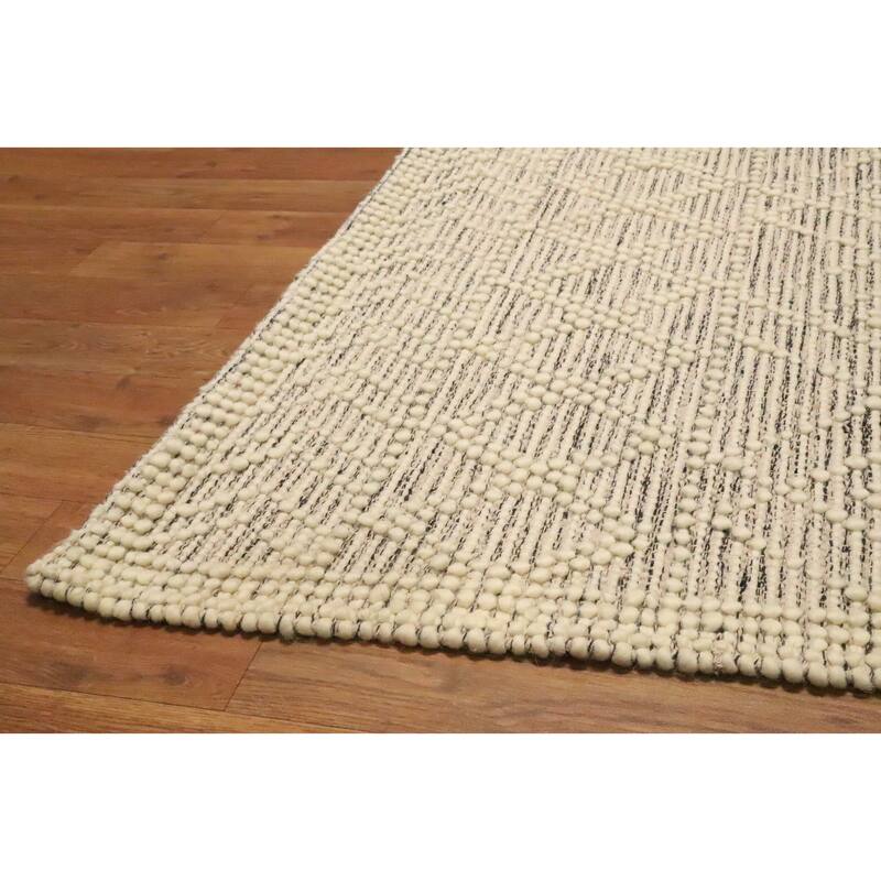 Hand Knotted Oriental 100% Wool Carpet Modern Geometric Beige & Ivories Modern Gotti Design Area Rug - 9' 8'' X 7' 9''