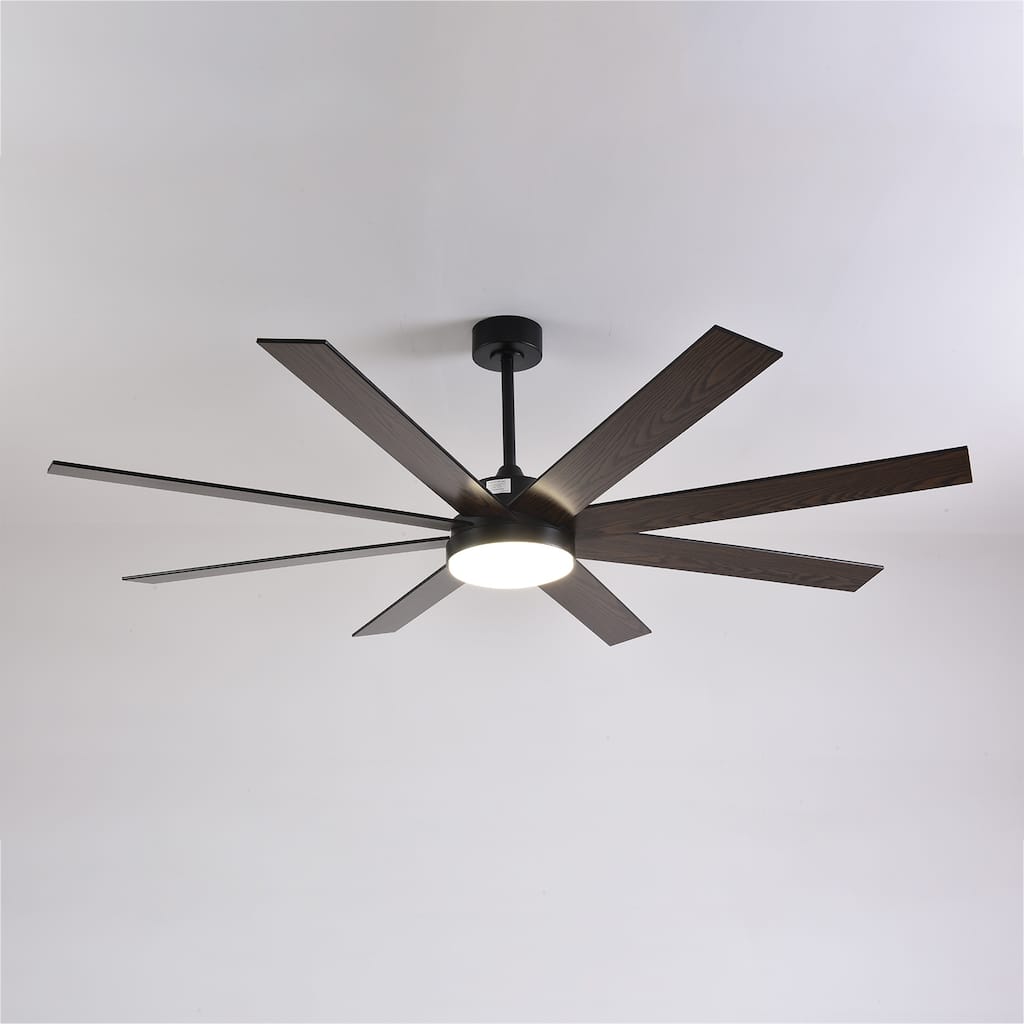 72" Ceiling Fan with Light, 6-Speed Remote Control, Reversible DC Motor, Modern 8 Blades with 6"/12"/19.5" Downrods