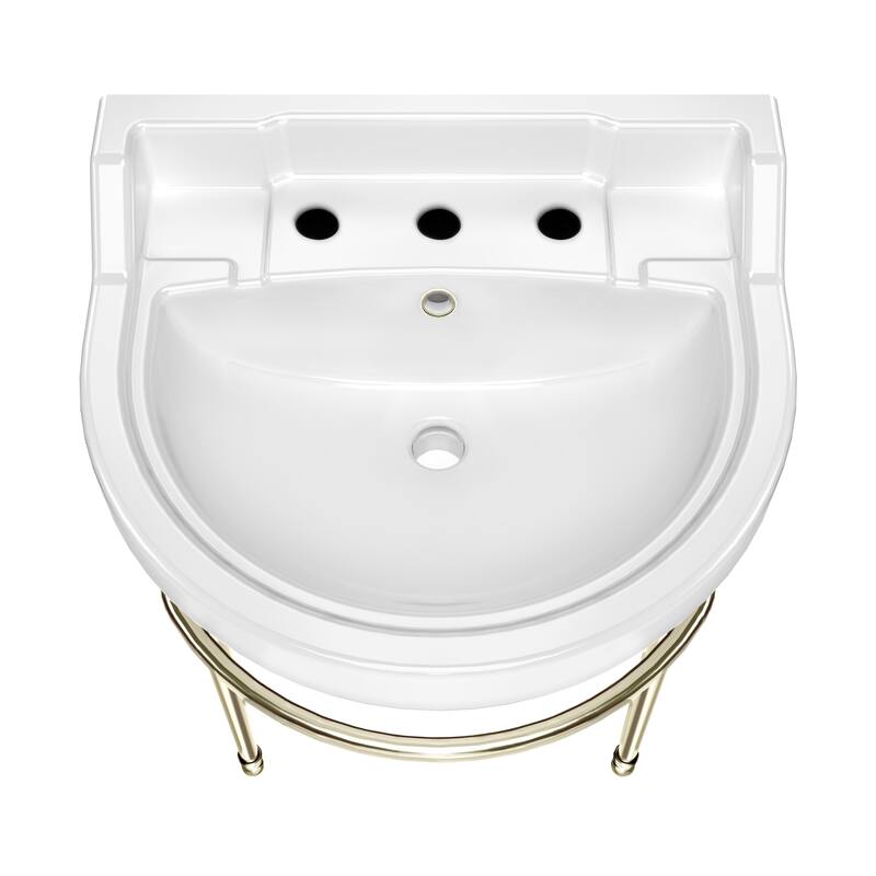 Whitehaus Console Sink With Semi-Circular Bowl, Metal Leg Supports and Front Towel Bar.