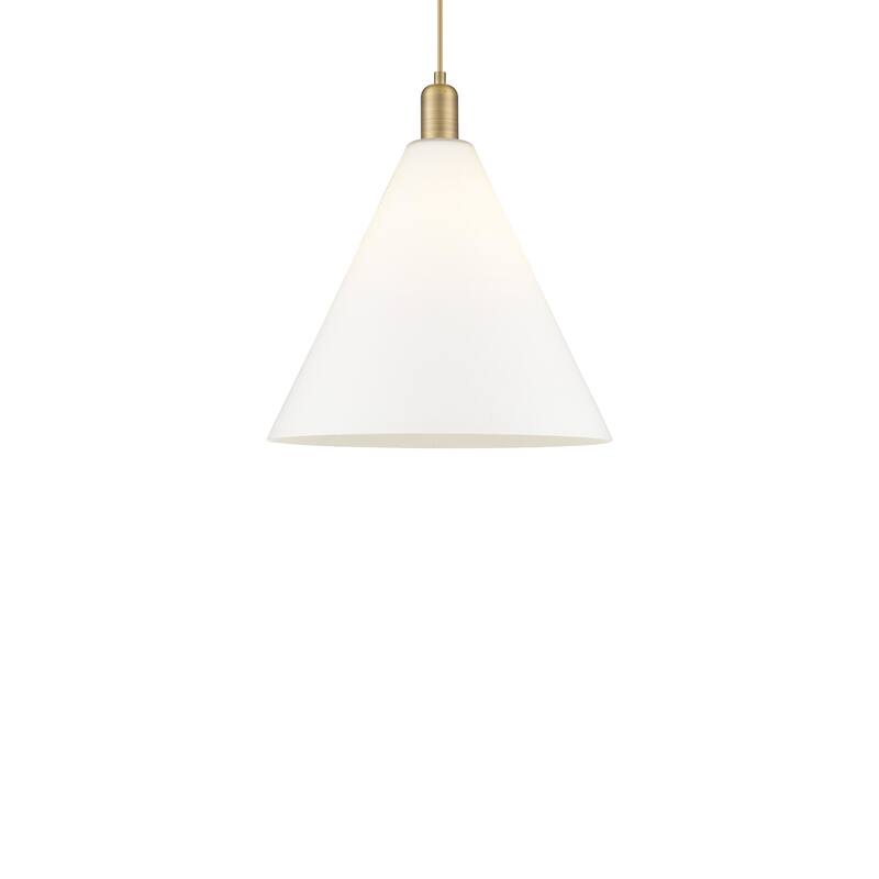 Innovations Lighting 716-1P-18-16 Berkshire Glass Pendant Berkshire - Brushed Brass / Matte White