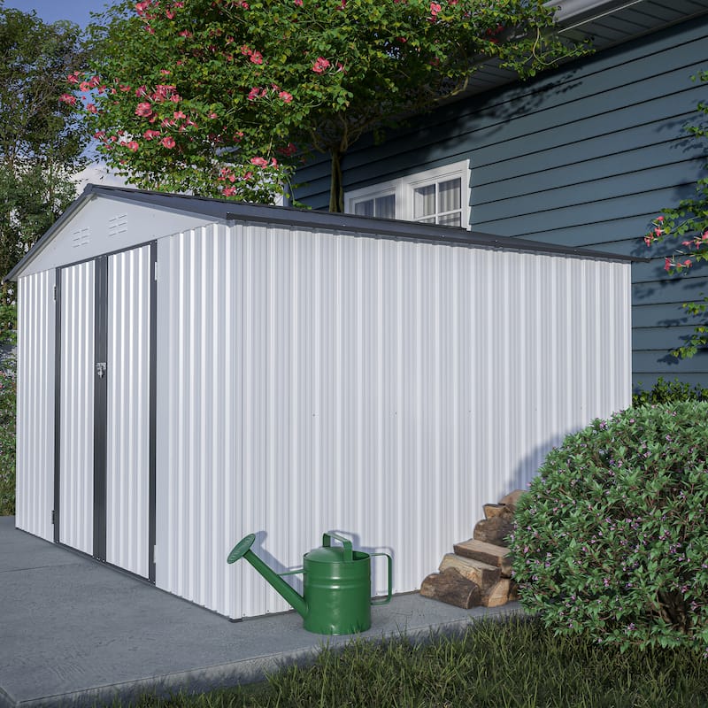 GDFStudio - Evelyn Spacious Outdoor Waterproof Tool Storage Shed with Durable Metal Frame
