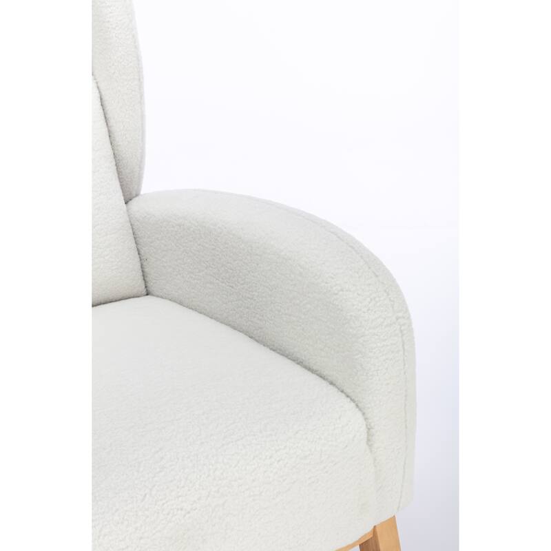 Ivory Modern 38" High Back Upholstered Rocking Chair with Wood Legs and Packet