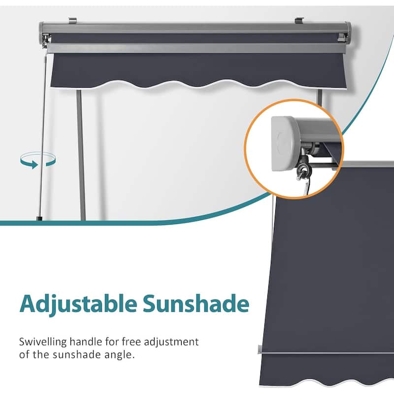 MCombo Patio Window Awnings 50''x55'', Fully Assembled Manual Retractable Sunshade Canopy