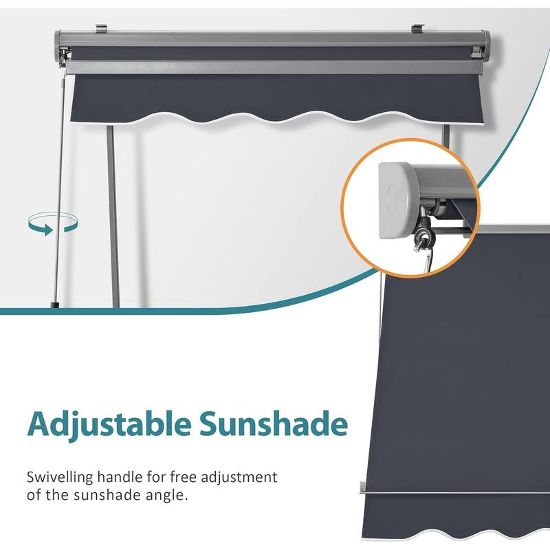 MCombo Patio Window Awnings 65''x80'', Fully Assembled Manual Retractable Sunshade Canopy