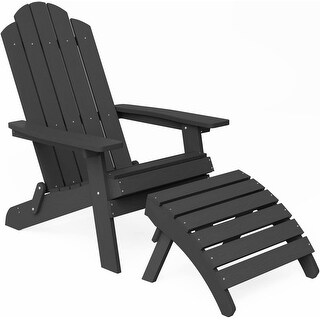 WINSOON 2-Piece All Weather HIPS Outdoor Folding Adirondack Chair with Ottoman