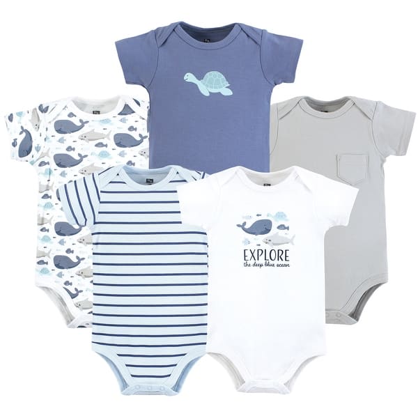 slide 1 of 1, Hudson Baby Infant Boy Cotton Bodysuits, Sea Friends 0-3 Months - Sea Friends