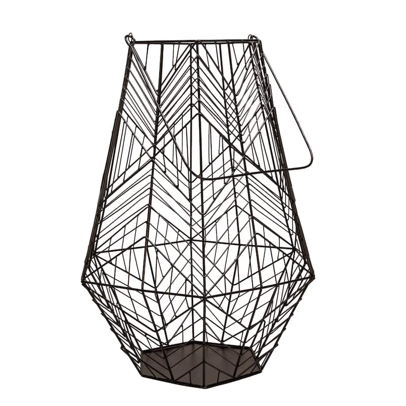 Metal 24" Wire Lantern, Black 24.0"H - 16.0" x 16.0" x 24.0"