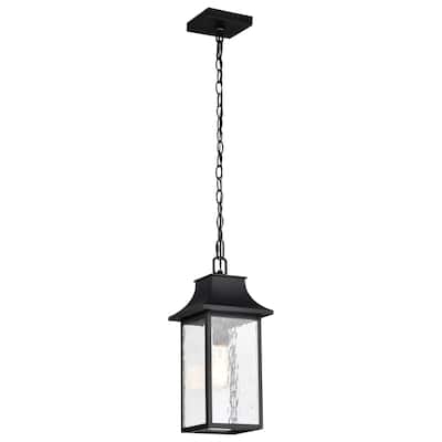 Austen Outdoor Hanging Light Matte Black Finish Clear Water Glass