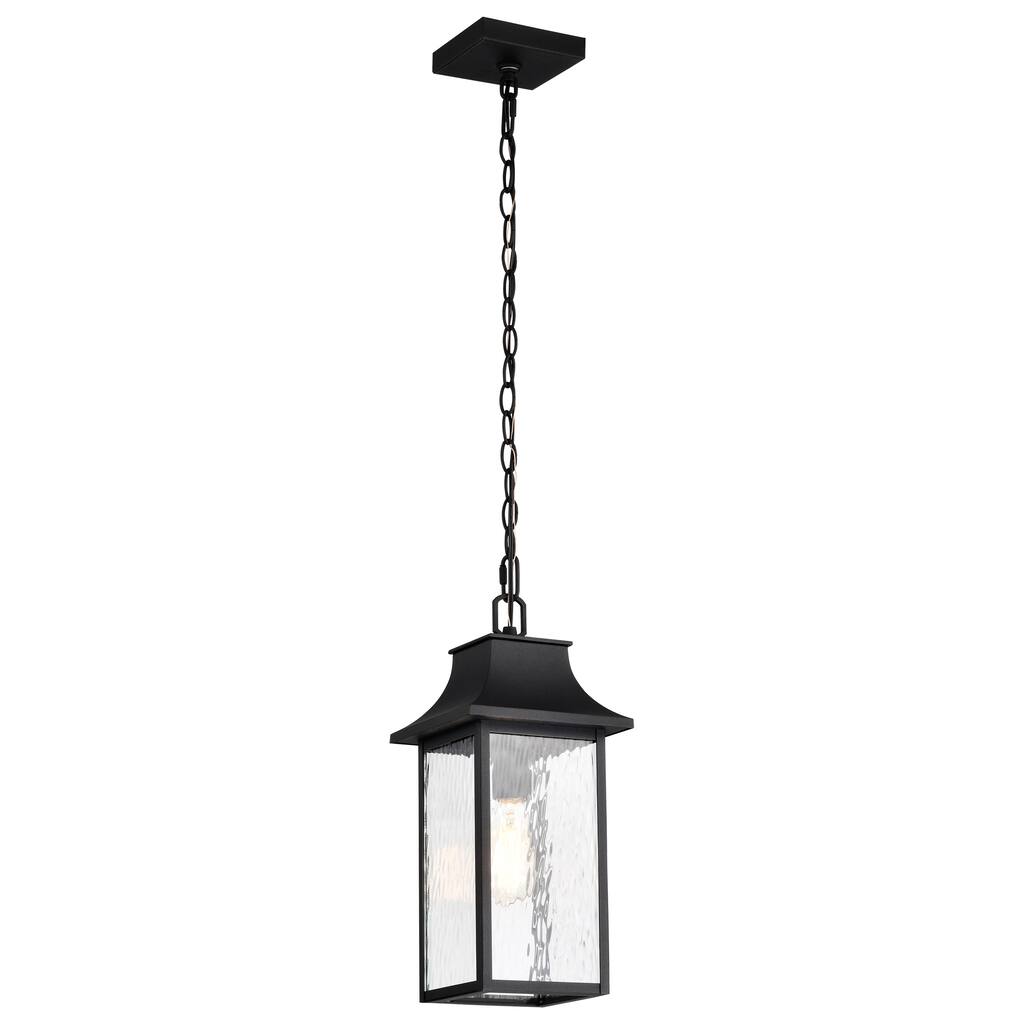 Austen Outdoor Hanging Light Matte Black Finish Clear Water Glass