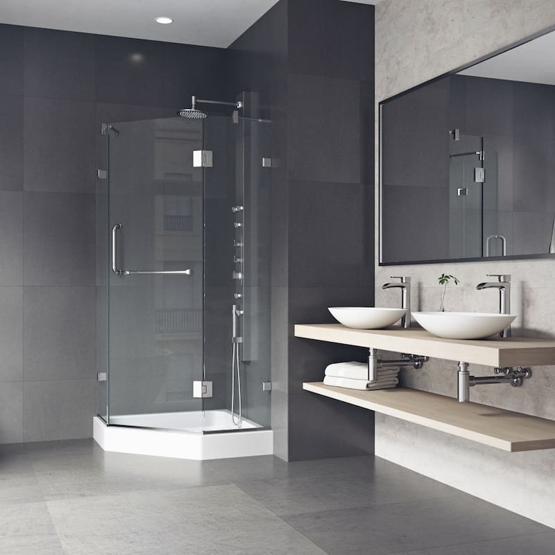 VIGO Piedmont 36"D x 36"W x 79"H Frameless Hinged Neo-Angle Shower Enclosure and Base