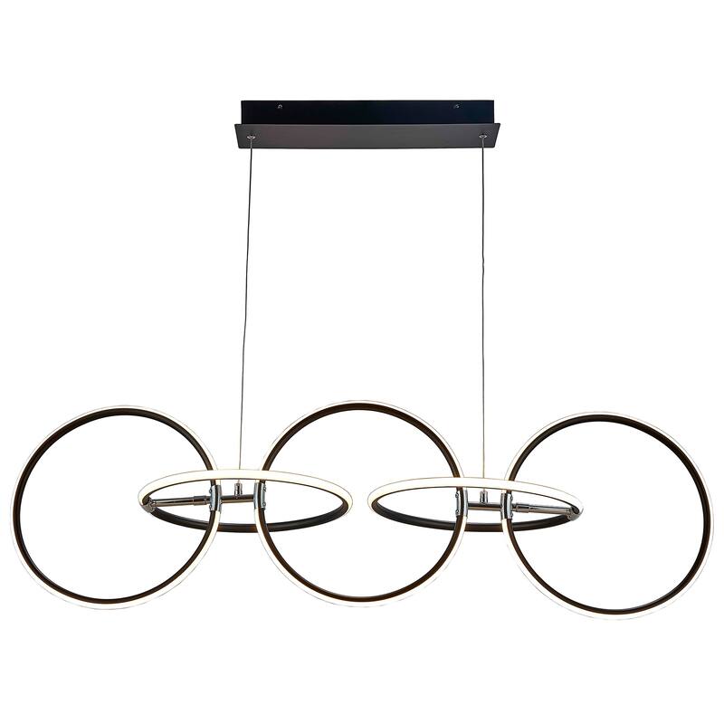 5 Light LED Array Pendant in Black Finish, Chained Ring Design - Black Finish