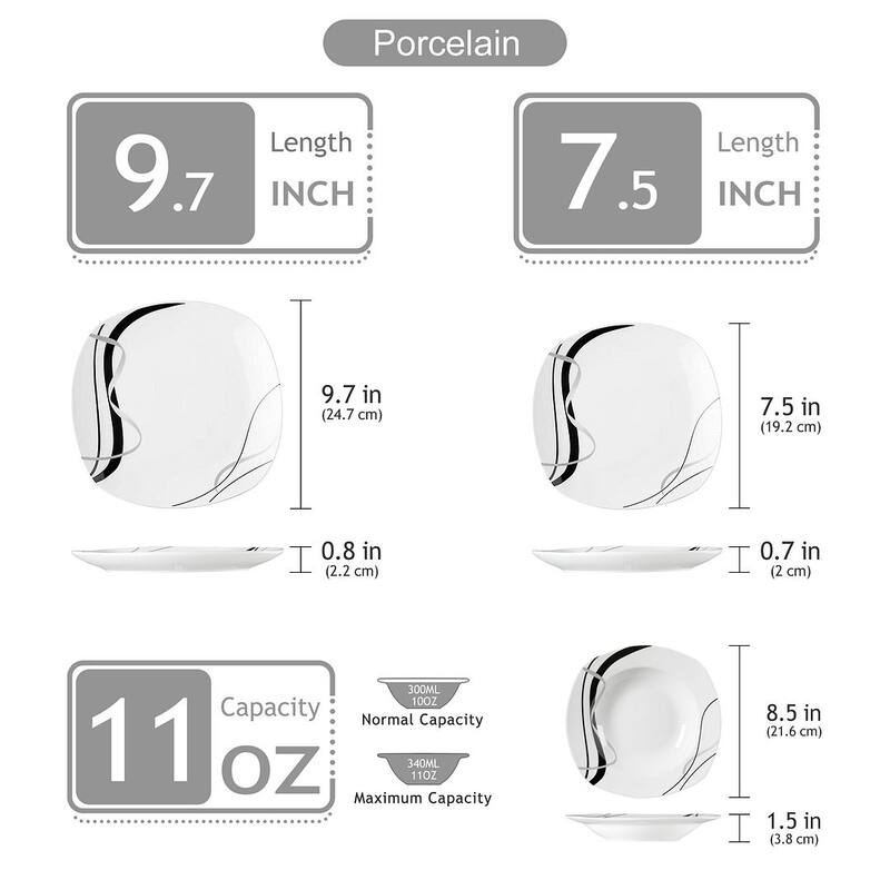 VEWEET Fiona Porcelain Dinnerware Set