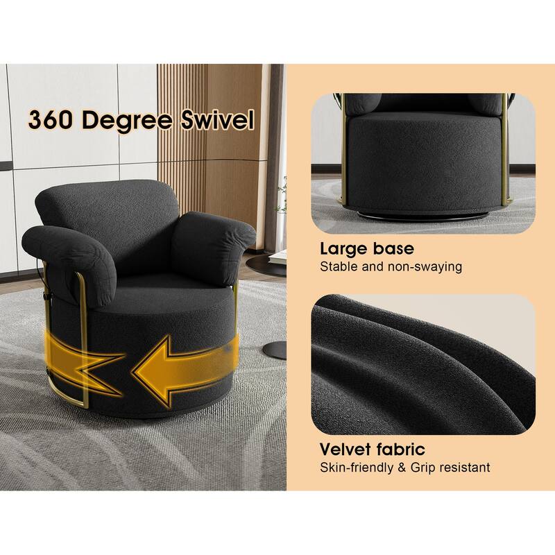 Upholstered 360 Degree Barrel Swivel Accent Sofa Chair