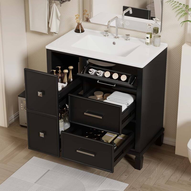 30 Inch Bathroom Vanity with Ceramic Sink