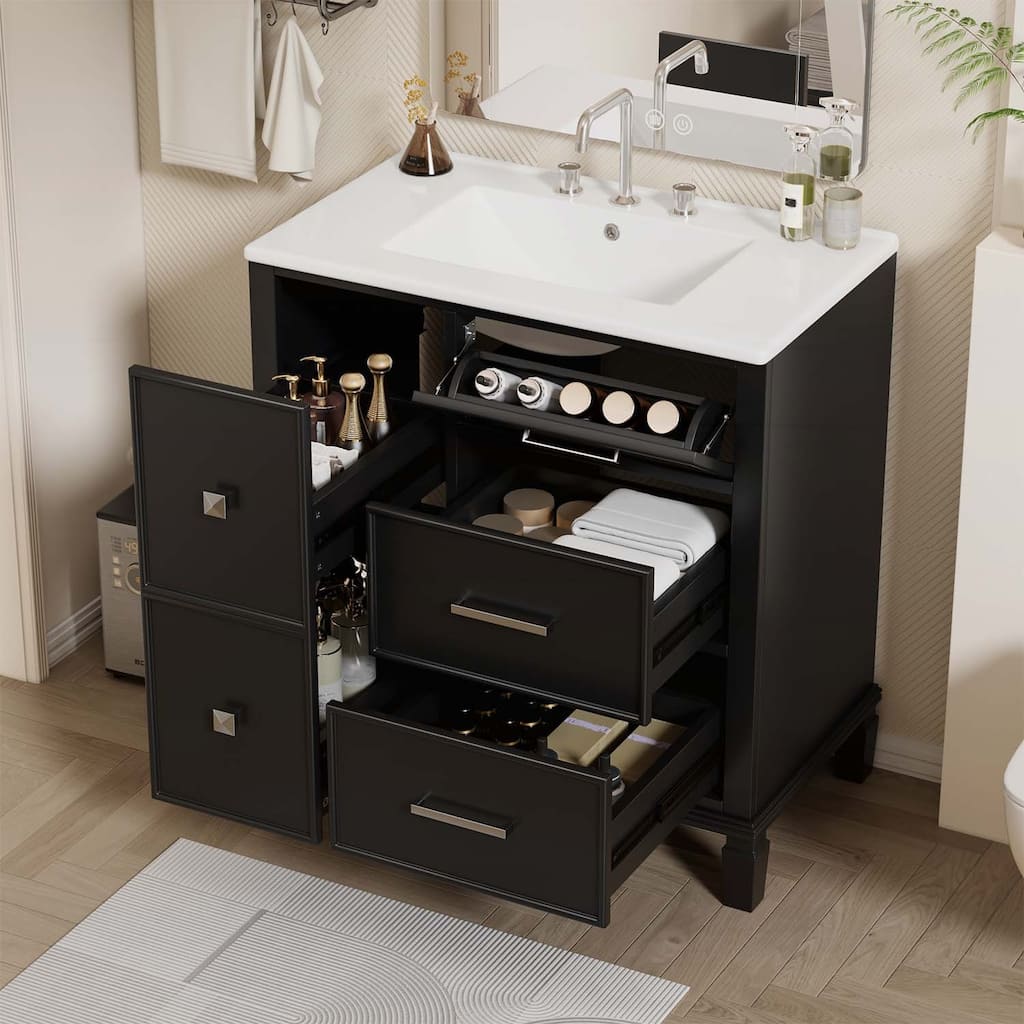 Modern Design Bathroom Storage Cabinet with Ceramic Sink Combo