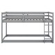 preview thumbnail 11 of 11, Stylish & Simple Twin Bunk Bed,Twin over Twin Floor Bunk Bed with Ladder