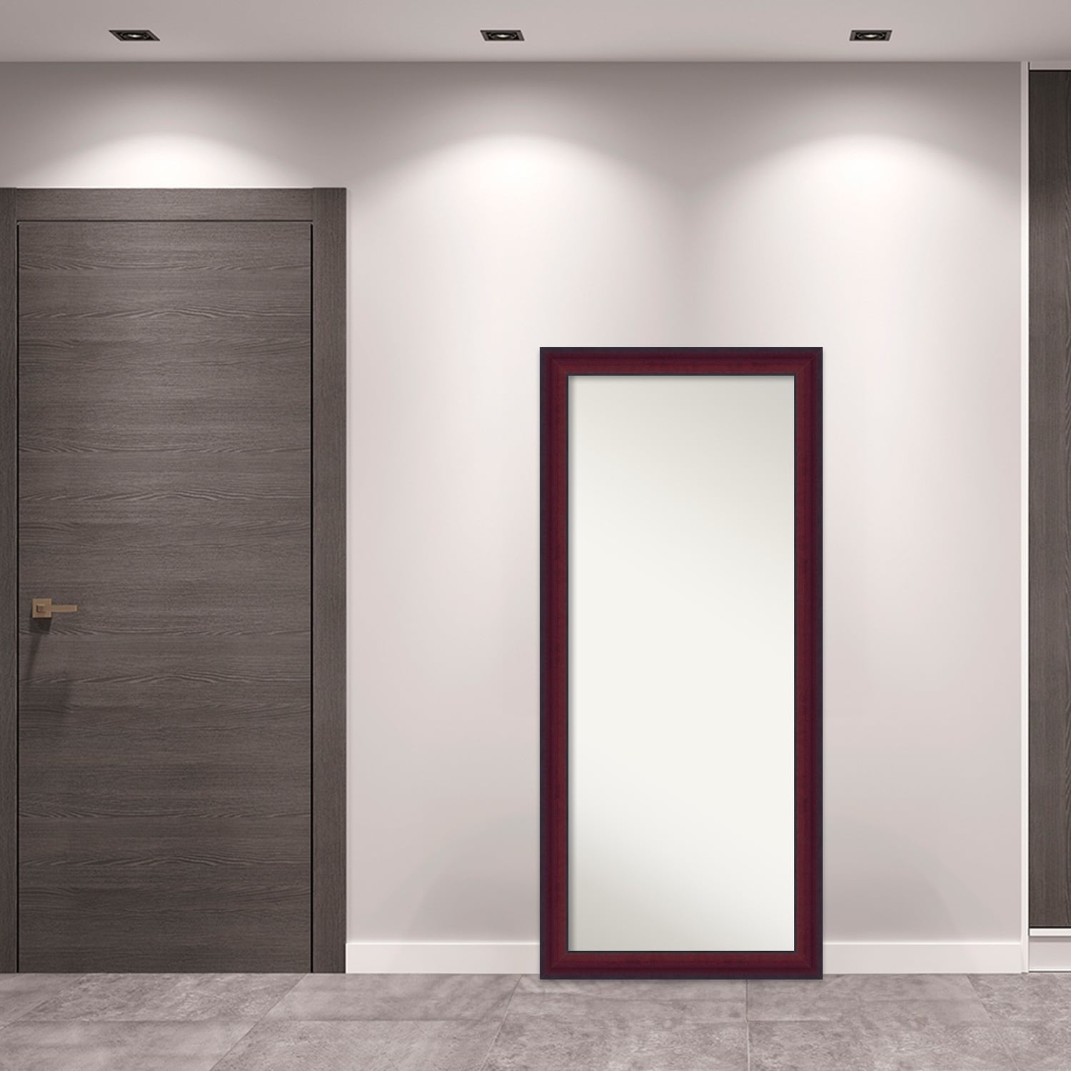 Canterbury Cherry Non-Beveled Wood Framed Full-Length Floor Leaner