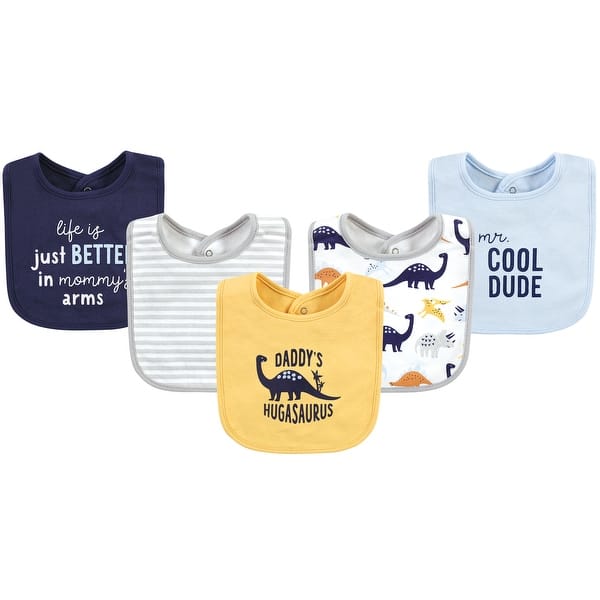 slide 1 of 1, Hudson Baby Infant Boys Cotton Bibs Set, Hugasaurus, One Size - Hugasaurus - One Size One Size - Hugasaurus