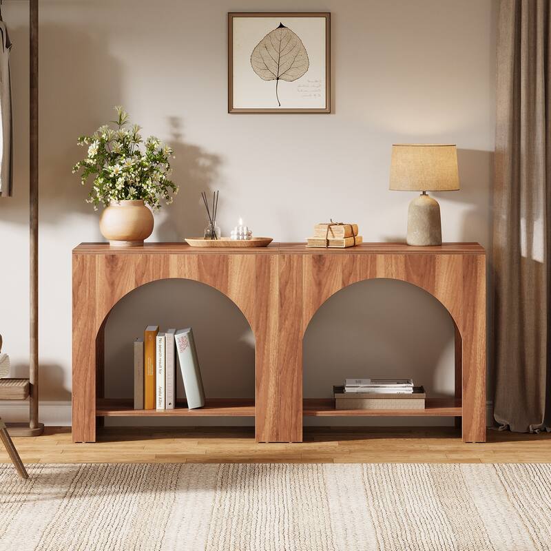 Nightstand 2 Tiers Side Table with Storage Shelf Farmhouse Bedside Table for Bedroom