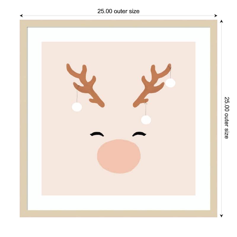 Deer and Baubles by Orara Studio Wood Framed Wall Art Print - 25 x 25 in