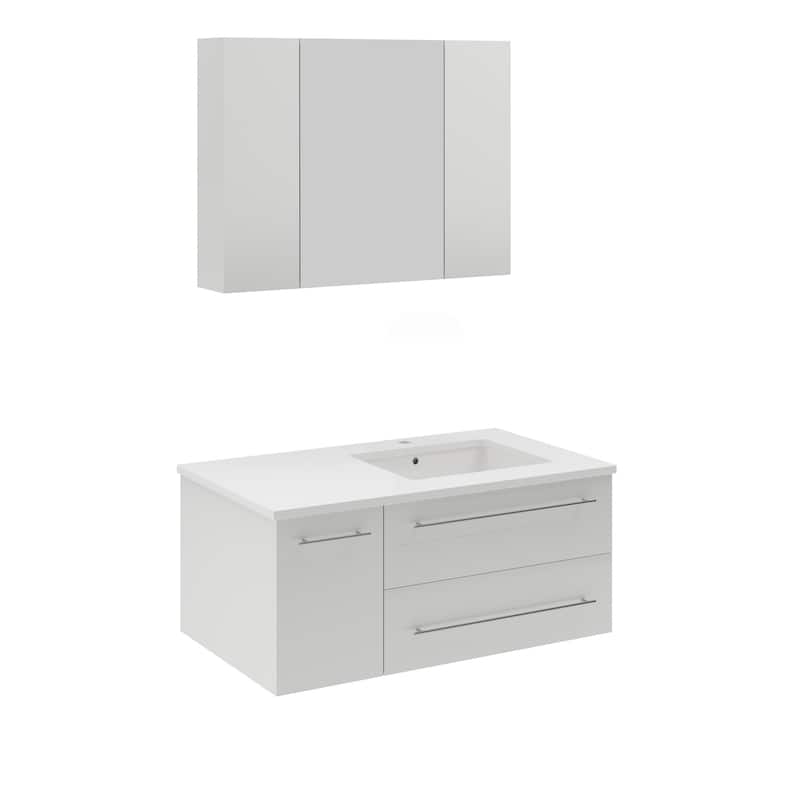 Fresca Lucera 36" Wall Mounted Single Basin Vanity Set with Cabinet,