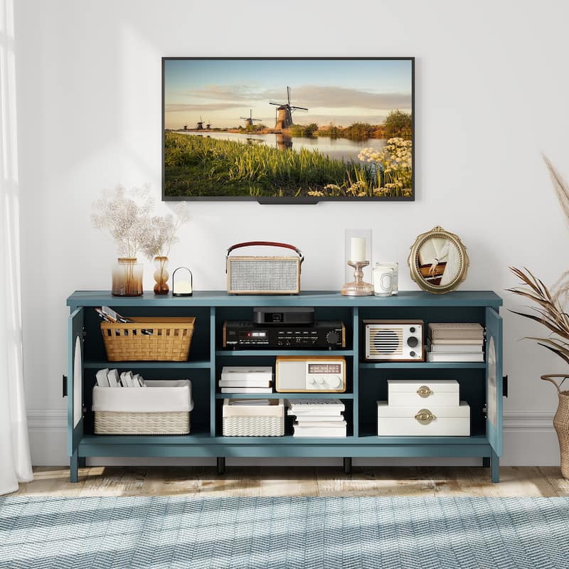 Gymax Farmhouse TV Stand for TVs up to 65'' Modern Vintage TV Cabinet