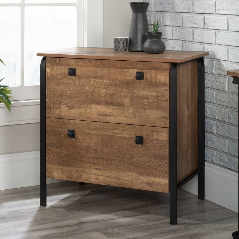 Brown File Cabinet with Full-Extension Drawers Safety Lock Compact Home Office Storage