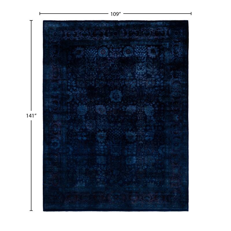 Overdyed One-of-a-Kind Hand-Knotted Area Rug - Navy - 9' 1" x 11' 9"