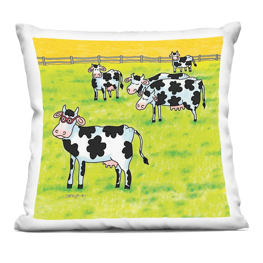 Stupell Funny Cow Herd with Specs Decorative Printed Throw Pillow Design by Roger Straub
