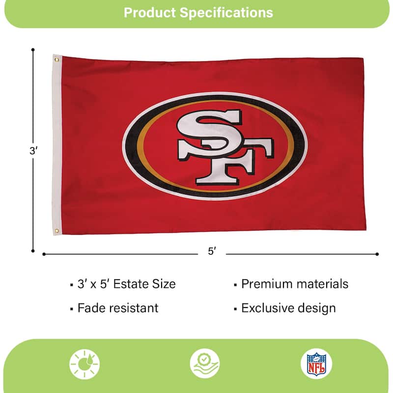 San Francisco 49ers Single Sided Flag w/ 2 Grommets, 3'x5'