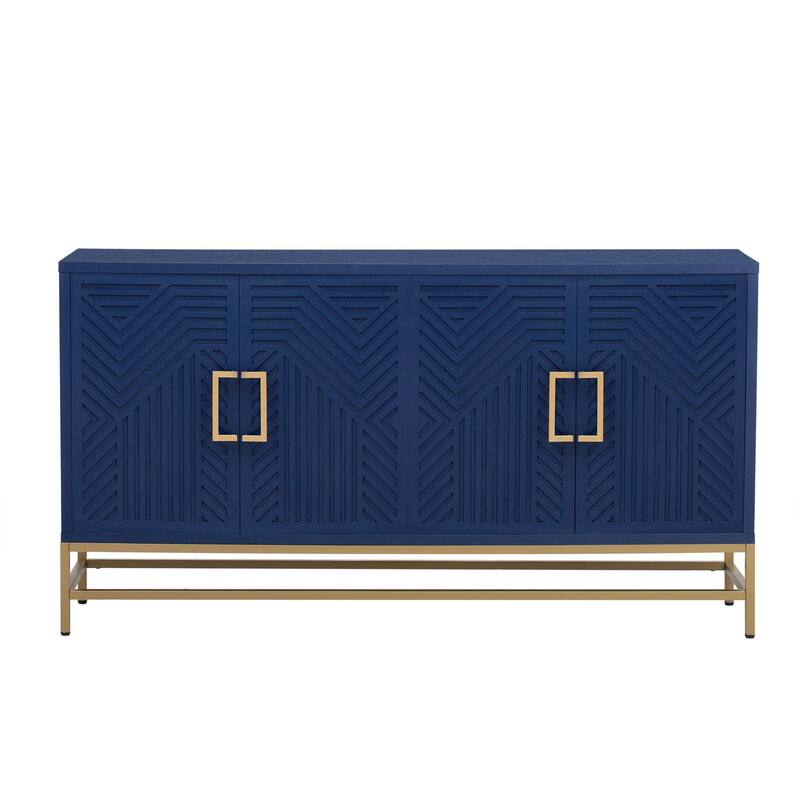 Retro Style Sideboard with Adjustable Shelves - Navy
