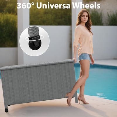 Portable Rattan Outdoor Storage Box Patio Cushion Storage 150 Gallon - 55 "L x 23.5 "W x 31.5 "H