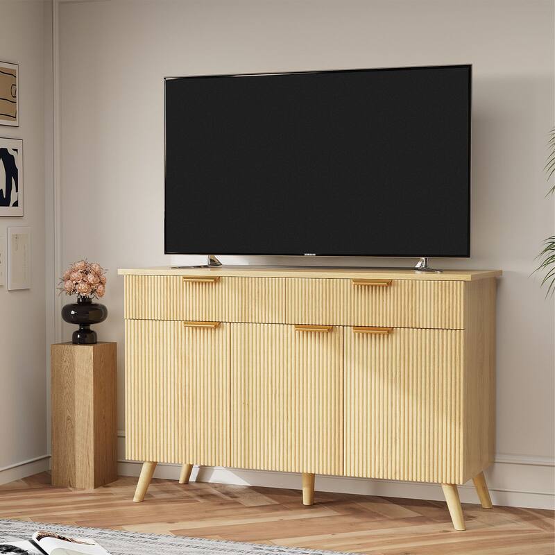 Gymojoy Sideboard Buffet Cabinet Storage, Modern Buffet with 3 Doors & 2 Drawers, Adjustable Shelves for Kitchen, Living Room