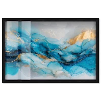 Ethereal Blue and Gold Shadowbox by Art Remedy