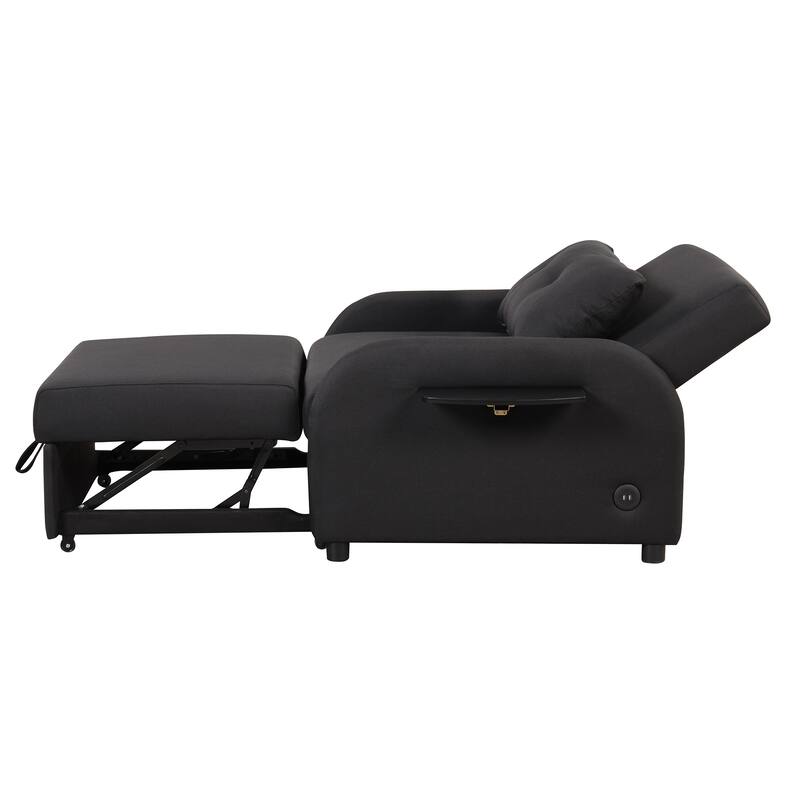48.8″ 2-Seater Sleeper Sofa 3-in-1 with 2 Wing Tables & USB Charging
