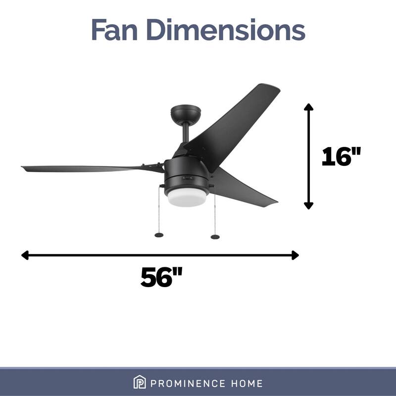 56" Prominence Home Teo Wet Rated Outdoor LED Ceiling Fan with Light, Pull Chain, Dual Mounting, Weather Resistant Blades