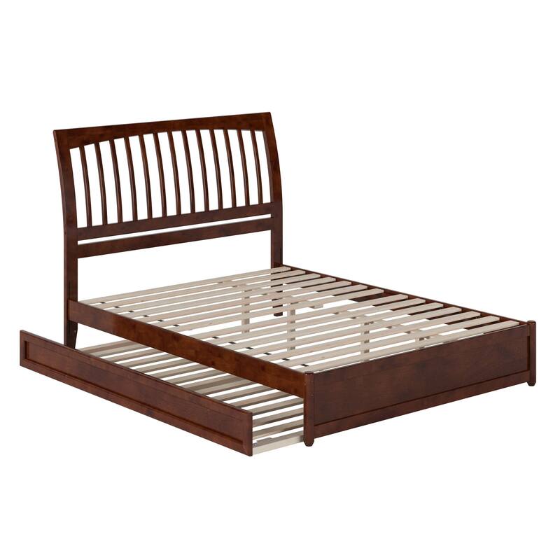 Roslyn Platform Bed with Modern Panel Footboard and Twin XL Trundle