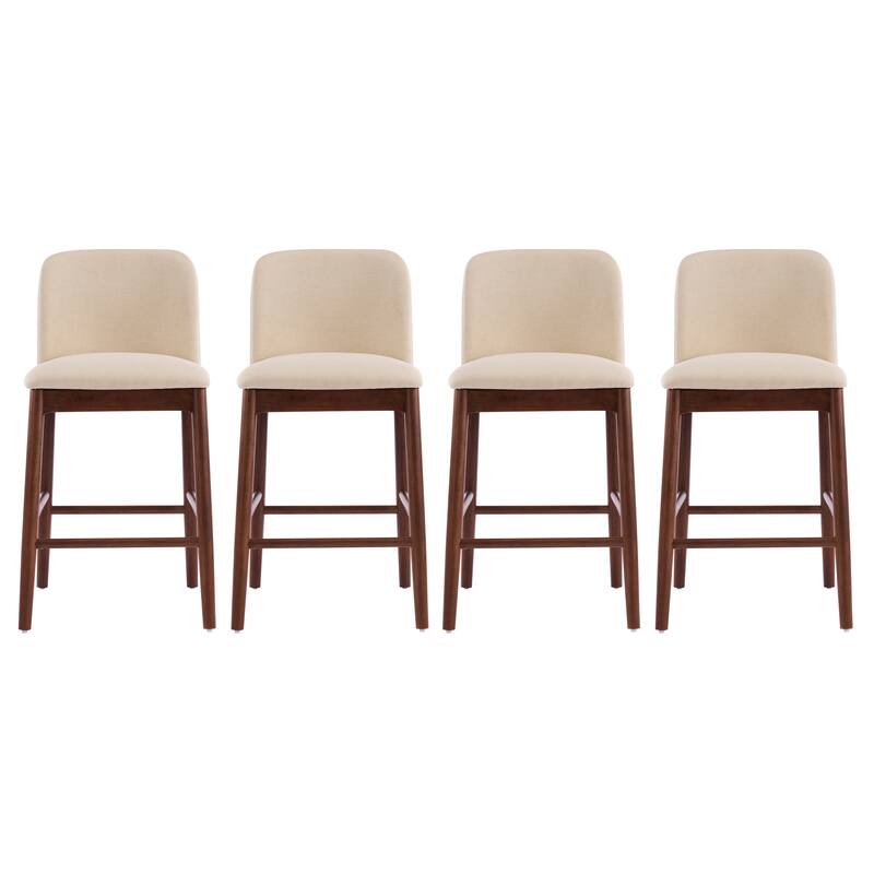 Christopher Knight Home - Lois Modern Upholstered Solid Rubberwood Counter Stool Set - Bar Chairs with Ergonomic Backrest