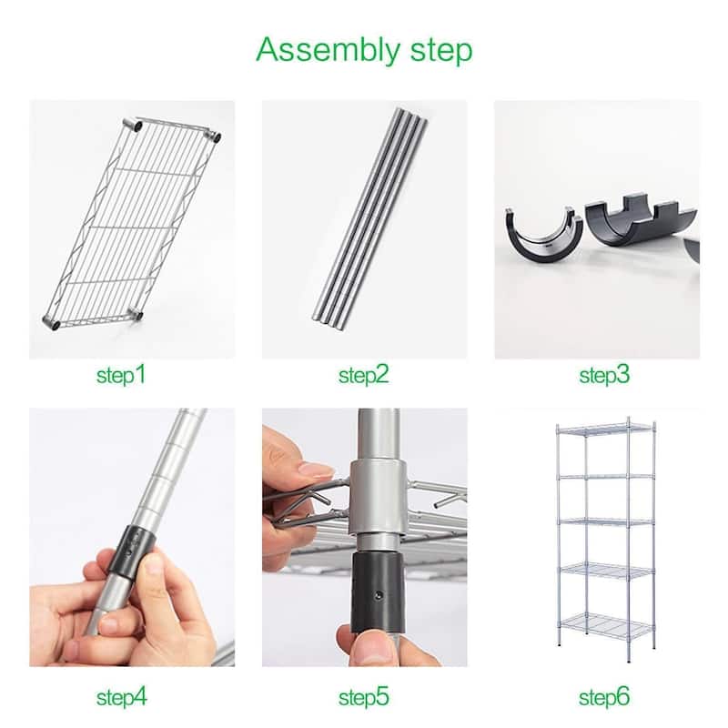 Metal 5-Shelf Heavy Duty Storage Shelving Unit Steel Organizer Wire Rack