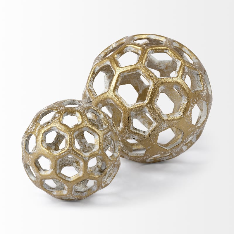 HomeRoots 3" Gold Metal Decorative Orb Tabletop Sculpture