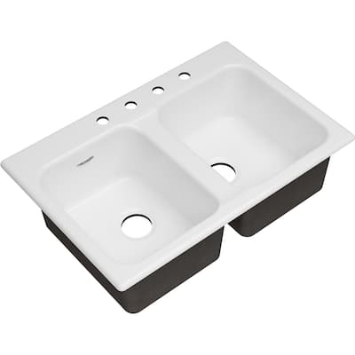 American Standard Quince 32-7/8" Drop In Double Basin Cast Iron