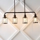 preview thumbnail 3 of 13, Arlo 34" 4-Light Farmhouse Industrial Iron/Glass Linear LED Pendant, Oil Rubbed Bronze/Clear by JONATHAN Y
